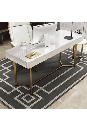 ÇLM4608 Modern Dikdörtgen Çalışma Masası Ahşap Metal Ayaklı