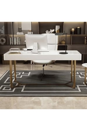 ÇLM4608 Modern Dikdörtgen Çalışma Masası Ahşap Metal Ayaklı