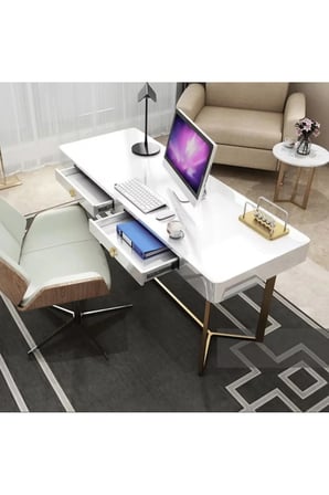 ÇLM4608 Modern Dikdörtgen Çalışma Masası Ahşap Metal Ayaklı