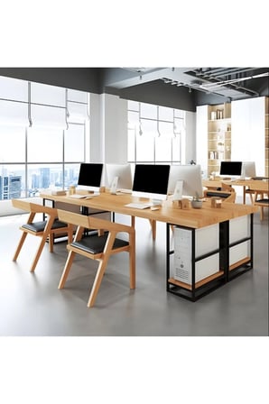 ÇLM4860 Modern Dikdörtgen Çalışma Masası Ahşap Metal Kızak Ayaklı