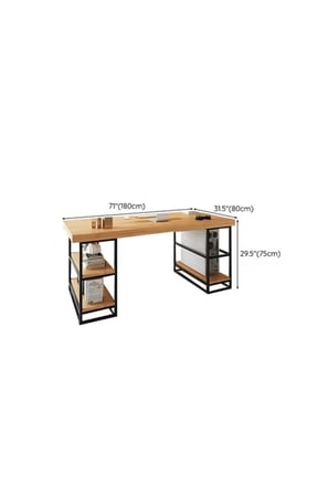 ÇLM4860 Modern Dikdörtgen Çalışma Masası Ahşap Metal Kızak Ayaklı