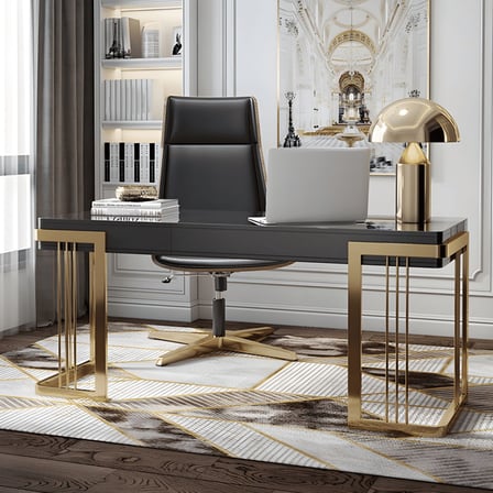 ÇLM510 Modern Dikdörtgen Çalışma Masası MDF Üstlü Metal Kızak Ayaklı Çekmeceli