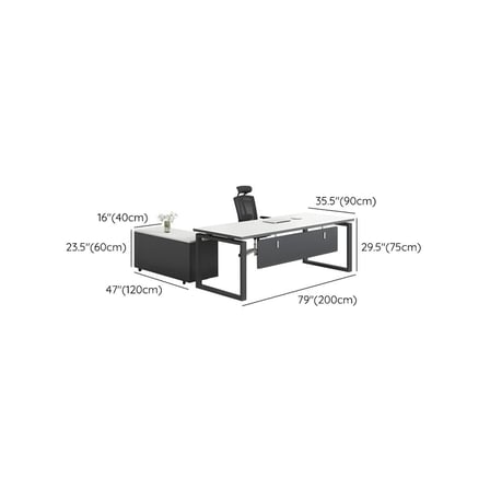 ÇLM684 Modern Dikdörtgen Çalışma Masası Ahşap Metal Kızak Ayaklı