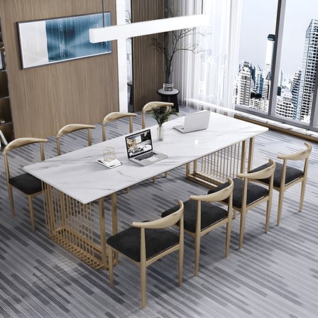 ÇLM6846 Modern Dikdörtgen Çalışma Masası MDF Üstlü Metal Kızak Ayaklı