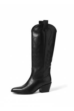 Calamity Jane Siyah Uzun Kovboy Nakışlı Bot