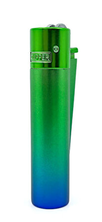 Clipper Özel Kutusunda Metal Çakmak - Yeşil/Mavi Spektrum Mat