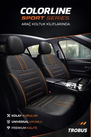 Skoda Octavia 2004 ve Sonrası Uyumlu Colorline Sport Deri Siyah - Taba Koltuk Kılıfı