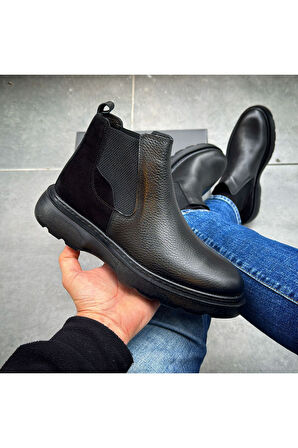 HAKİKİ DERİ SİYAH KAYDIRMAZ TABAN GÜNLÜK ERKEK BOT  CLSSS0010
