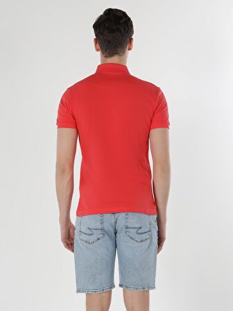 Slim Fit Polo Yaka Erkek Pembe Polo Kısa Kol