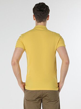 Slim Fit Polo Yaka Erkek Safran Polo Kısa Kol