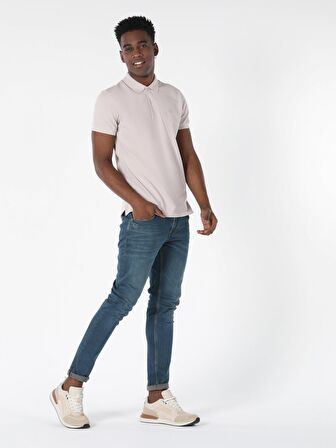 Regular Fit Polo Yaka Erkek Bej Polo Kısa Kol