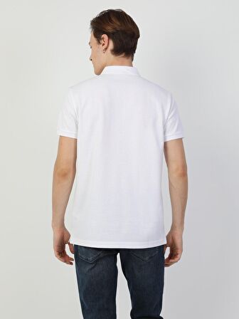 Regular Fit Polo Yaka Erkek Beyaz Polo Kısa Kol