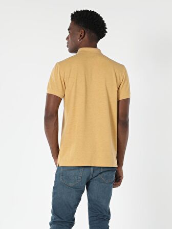 Regular Fit Polo Yaka Erkek Sarı Polo Kısa Kol