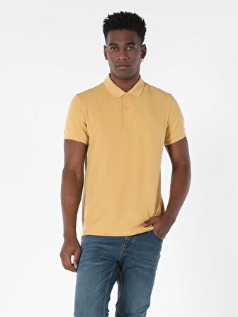 Regular Fit Polo Yaka Erkek Sarı Polo Kısa Kol
