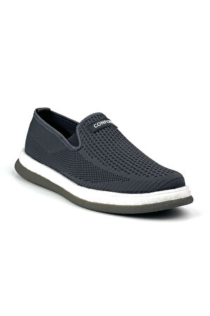 Erkek Gri Çok Hafif Triko Bağcıksız Esnek Hafif Günlük Casual Sneaker Spor Ayakkabı