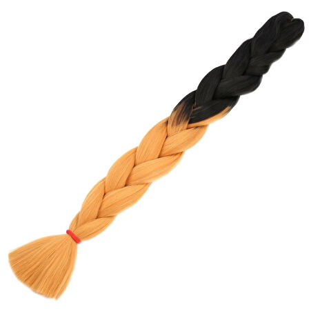 Afro Örgülük Sentetik Renk Geçişli Saç 100 Gr. / Siyah / Hardal Sarı