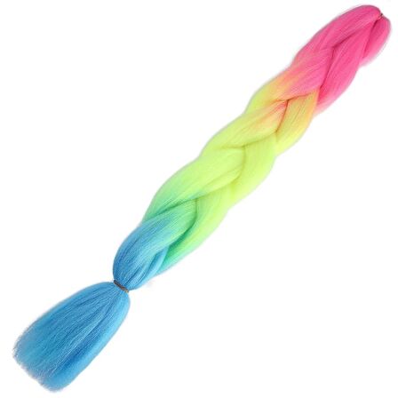 Afro Örgülük Renk Geçişli Sentetik Saç 100 Gr. / Fuşya / Neon Sarı / Açık Mavi /  (CLZ175)