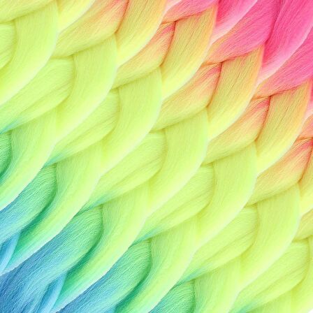 Afro Örgülük Renk Geçişli Sentetik Saç 100 Gr. / Fuşya / Neon Sarı / Açık Mavi /  (CLZ175)