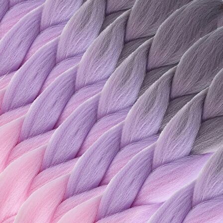 Afro Örgülük Renk Geçişli Sentetik Saç 100 Gr. / Yumuşak  Gri / Lila / Pembe /  (CLZ175)