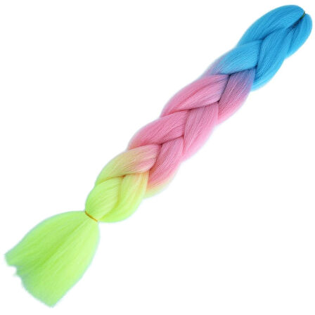 Afro Örgülük Renk Geçişli Sentetik Saç 100 Gr. / Açık Mavi / Pembe / Neon Sarı /  (CLZ175)