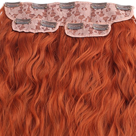 Kanekalon Fiber  Sentetik Kabartılmış Dalgalı Yarım Ay + 2 Yan Saç Çıt Çıt  / Bakır /  (CLZ175)