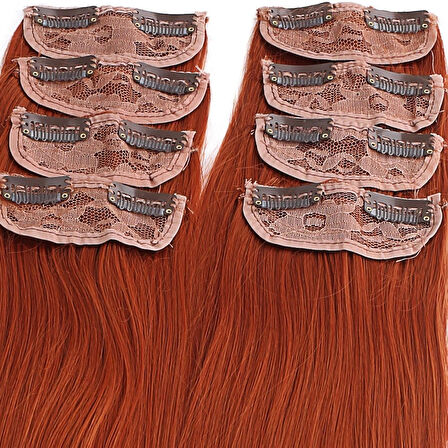Kanekalon Fiber  Sentetik Dalgalı 8 Parça Saç Çıt Çıt  / Bakır /  (CLZ175)