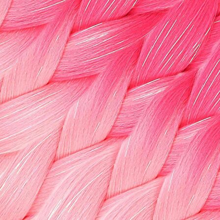 Simli Koyu Pembe / Pembe / Şeker Pembesi Renk Geçişli Örgülük Saç 100 Gr. /  (CLZ175)