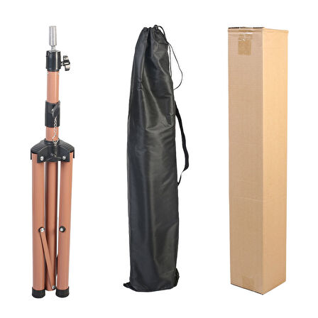 Kuaför Eğitim Mankeni İçin Metal Tripod / Sütlü Kahve + Taşıma Çantası
