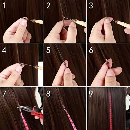 Fiber Sentetik Boncuk Kaynaklık Renkli Saç / Turkuaz Mavi / 100 Adet