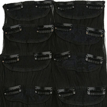 Kanekalon Fiber  Sentetik Düz 8 Parça Saç Çıt Çıt  /Siyah /  (CLZ175)