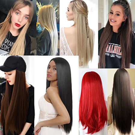 Kanekalon Fiber  Sentetik Düz 8 Parça Saç Çıt Çıt  /Siyah /  (CLZ175)