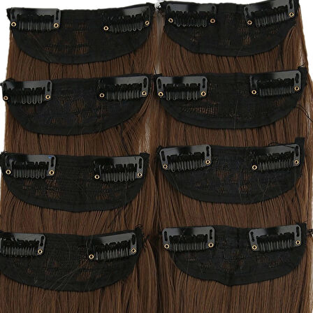 Kanekalon Fiber  Sentetik Düz 8 Parça Saç Çıt Çıt  / Kumral /  (CLZ175)