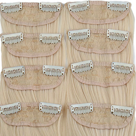 Kanekalon Fiber  Sentetik Düz 8 Parça Saç Çıt Çıt  / Platin /  (CLZ175)
