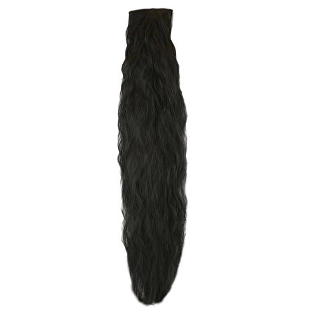 Kanekalon Fiber  Sentetik Kabartılmış Dalgalı 8 Parça Saç Çıt Çıt  / Siyah /  (CLZ175)