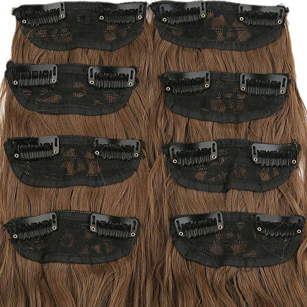 Kanekalon Fiber  Sentetik Kabartılmış Dalgalı 8 Parça Saç Çıt Çıt  / Kumral /  (CLZ175)