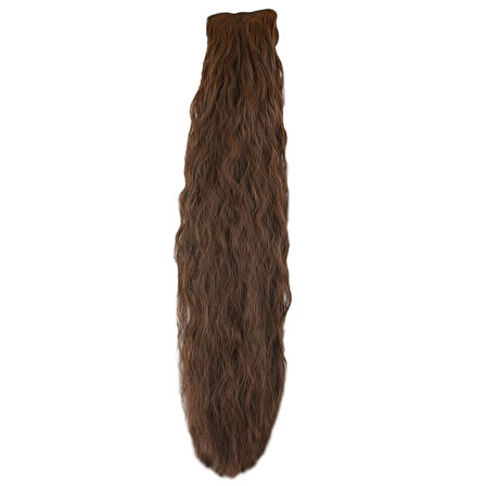 Kanekalon Fiber  Sentetik Kabartılmış Dalgalı 8 Parça Saç Çıt Çıt  / Kahve Karamel /  (CLZ175)