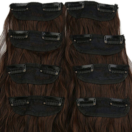 Kanekalon Fiber  Sentetik Kabartılmış Dalgalı 8 Parça Saç Çıt Çıt  / Kahve Karamel /  (CLZ175)