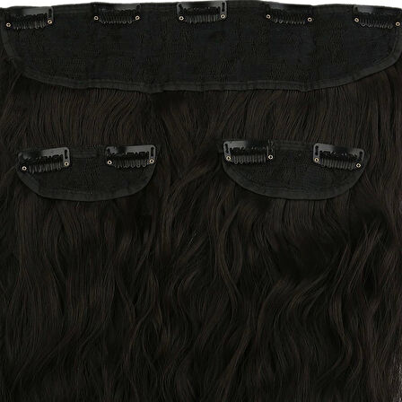 Kanekalon Fiber  Sentetik Kabartılmış Dalgalı Yarım Ay + 2 Yan Saç Çıt Çıt  / Kahverengi /  (CLZ175)