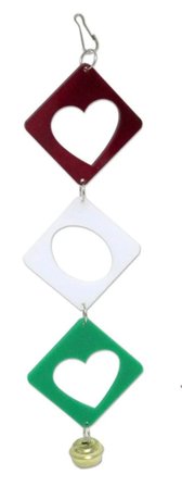 Kareli Oval Çanlı Kuş Oyuncağı 20 Cm Zilli
