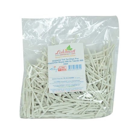 Bağlama Teli Tel Klips Pvc Kaplamalı Beyaz 500 Gr Takribi 500  1 Paket