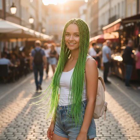 Afrika Örgüsü Ve Rasta İçin Sen  / Neon Yeşil