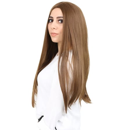 Fiber Sen Uzun Düz Peruk / Kumral
