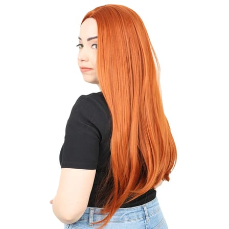 Fiber Sen Uzun Düz Peruk / Bakır