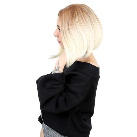 Kahkülsüz Düz Kısa Fiber Sen Peruk / Balköpüğü / Platin Ombreli