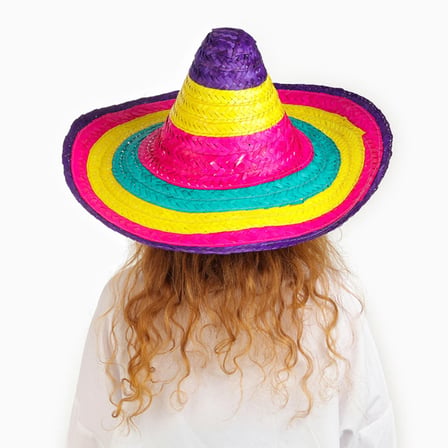 Sombrero Meksika Şapkası Renkli Örme Hasır Çuk Boy