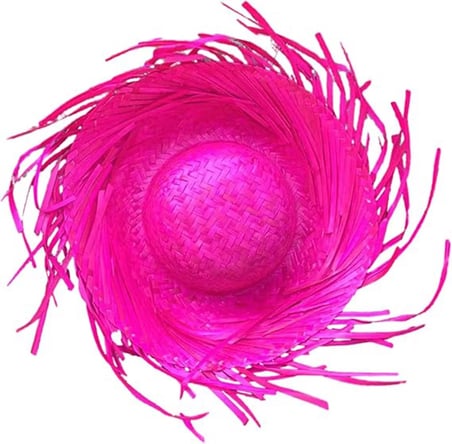 Tropikal Parti Pembe Fuşya Hasır Hawaii Şapkası 13x36 cm