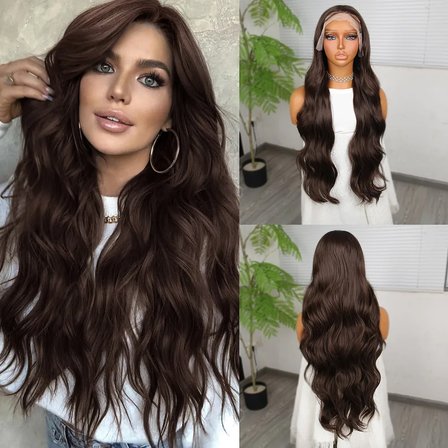 Koyu Kumral Fiber Sen Tül Peruk
