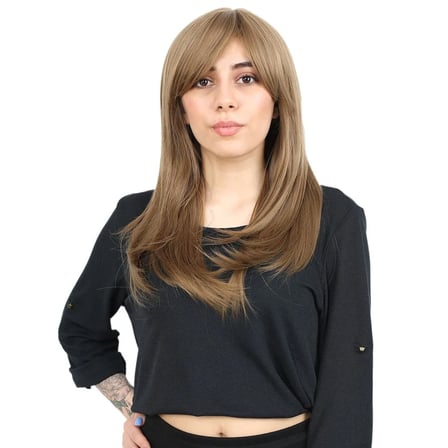 Düz Perçemli Orta Boy Fiber Sen Peruk / Bebek Kumralı