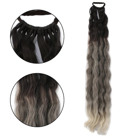 Lastik Tokalı At Kuyruğu Kabarık Afro Daalı / Kumral / Beyaz Platin Ombre