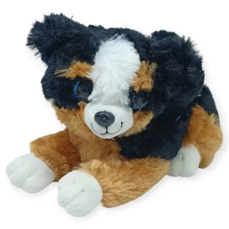 Sesli Peluş Yatan Köpek 25 cm - Siyah Kahve - 1 ADET